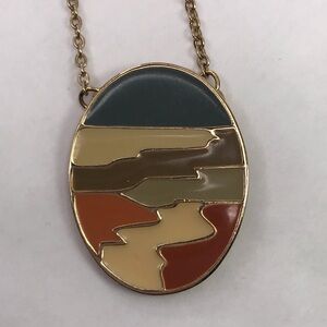 Vintage Sarah Coventry Enamel Pendant Necklace 16" Gold Plated Enamel